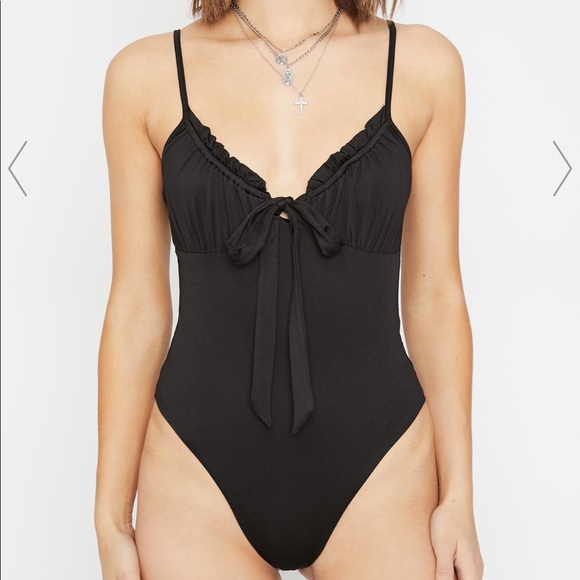 Dolls Kill Tops - Dolls Kill Knit Tie Bodysuit